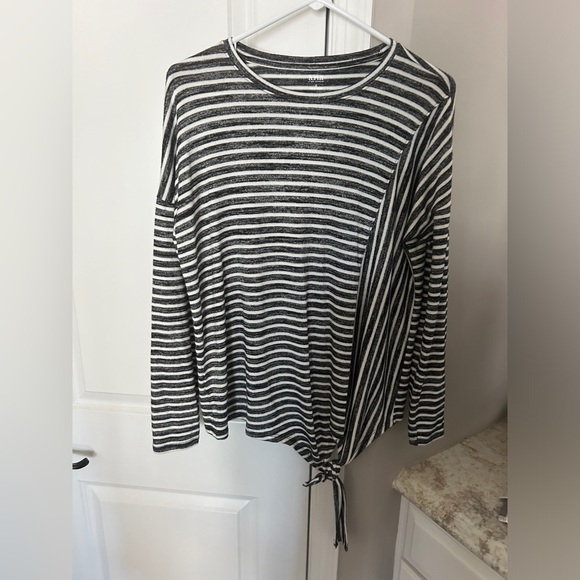 a.n.a crew neck long sleeve striped side tie tunic top size small - Picture 1 of 9